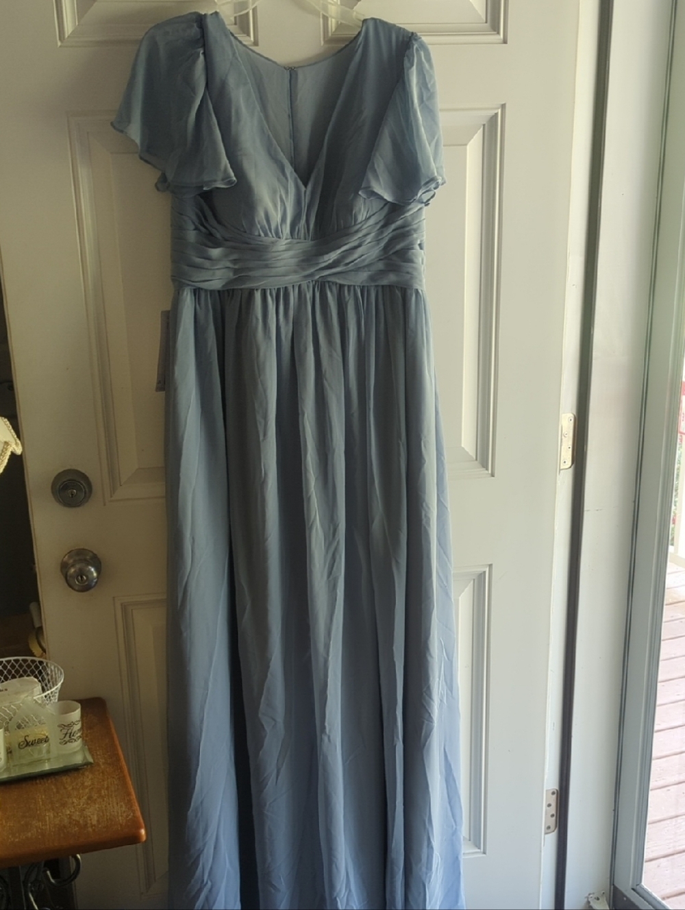 Azazie Powder Blue Chiffon Maxi Dress